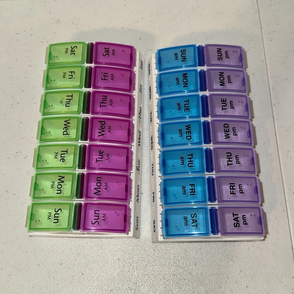 AM/PM Weekly Pill Planner, 7.5", set of 2